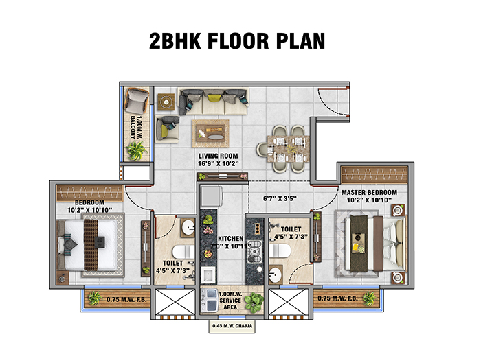 Laukik Vastu luxuria Floor Plan - 1 BHK Option A
